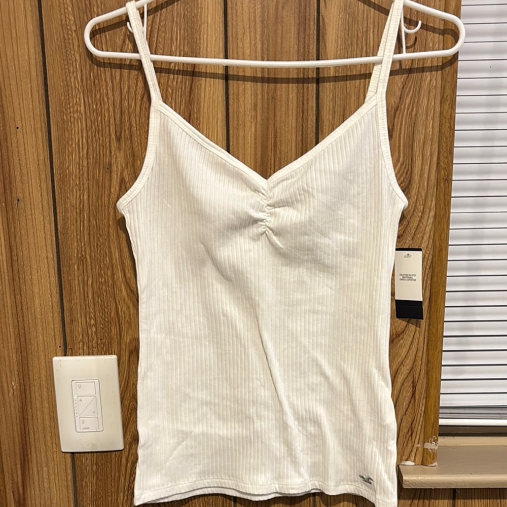 Hollister Women's Cream Ribbed Tank Top